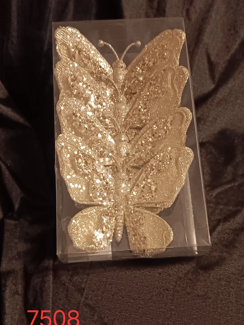 4 Glitter Butterfly Clip On Ornaments